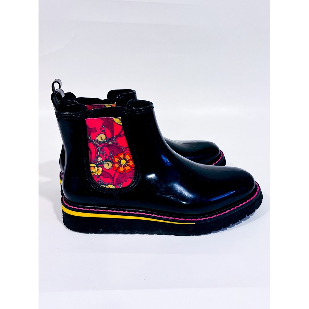 COUGAR Black waterproof boots | Floral Chelsea rain | Size 6